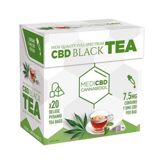 MediCBD Black Tea (Box of 20 Pyramid Teabags) – 7.5mg CBD